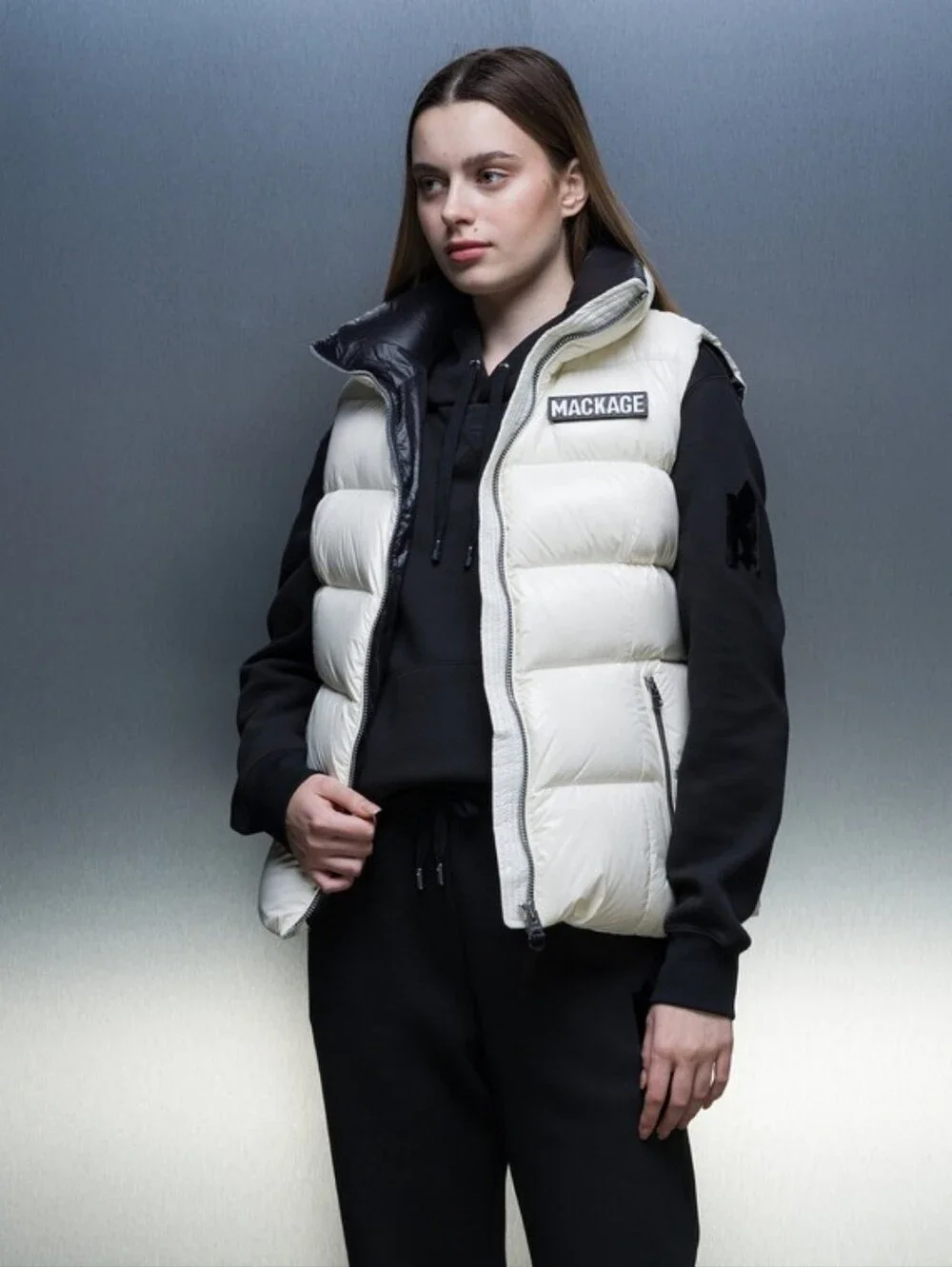 Mackage Chaya Ivory Quilted Down Puffer Vest